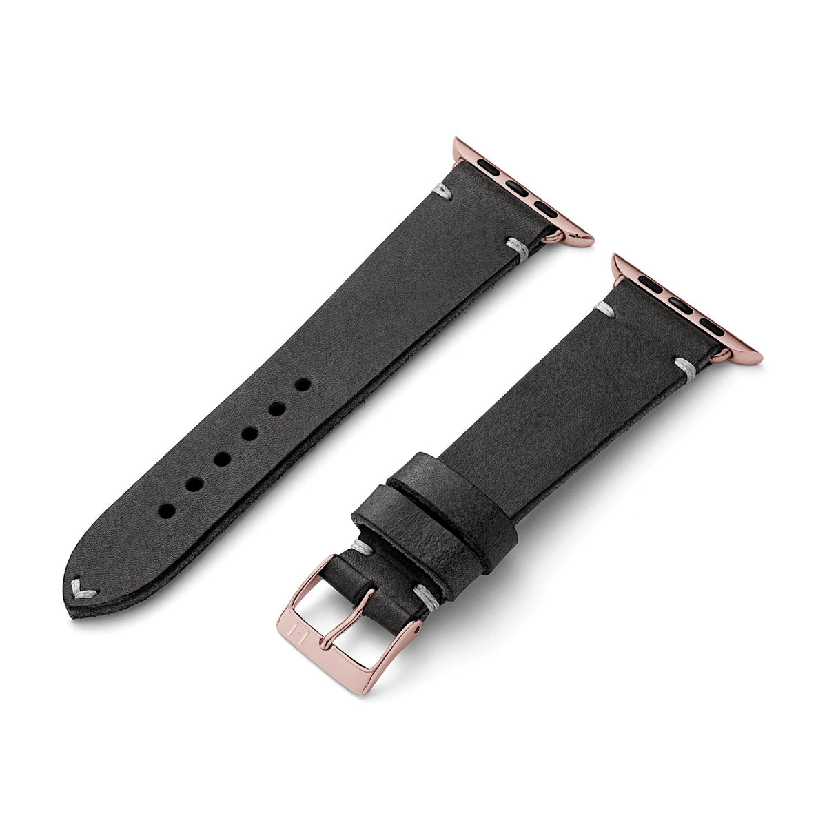 Cinturino in pelle per Apple Watch realizzato in pelle vintage &quot;ST. PAULI&quot; (pelle di vacchetta) - nero