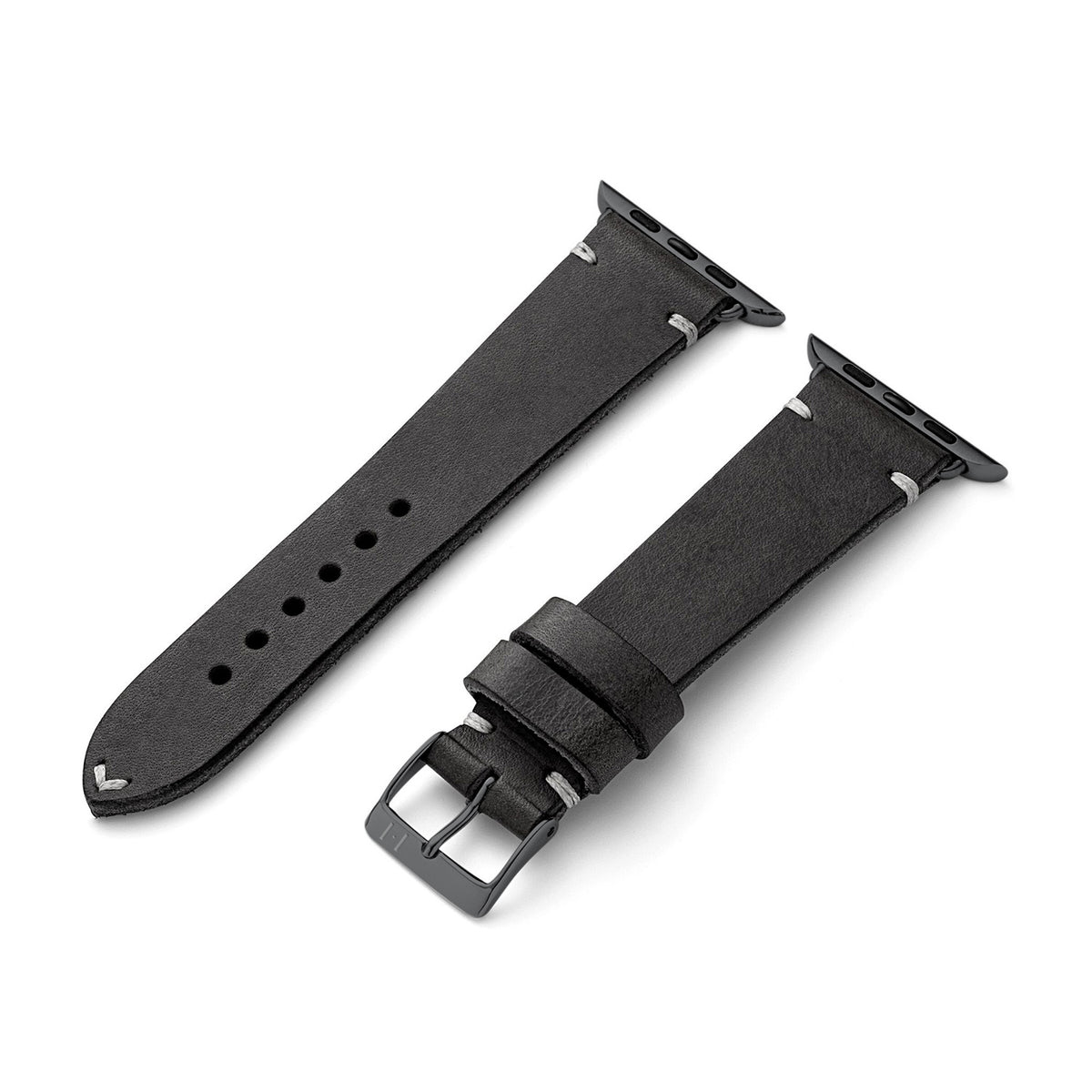 Apple Watch leather strap made of vintage leather &quot;ST. PAULI&quot; (cowhide) - black 