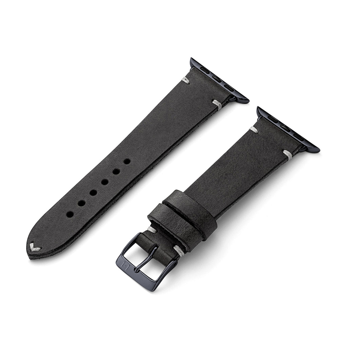 Cinturino in pelle per Apple Watch realizzato in pelle vintage &quot;ST. PAULI&quot; (pelle di vacchetta) - nero