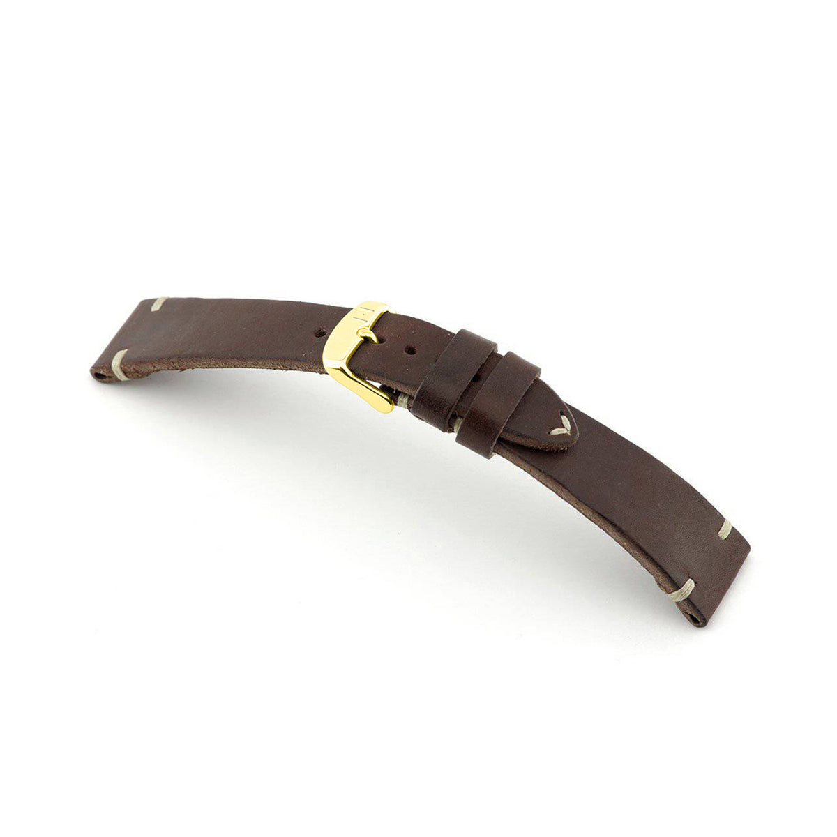 Hand-sewn vintage watch strap &quot;ST. PAULI&quot; (cowhide) - golden clasp