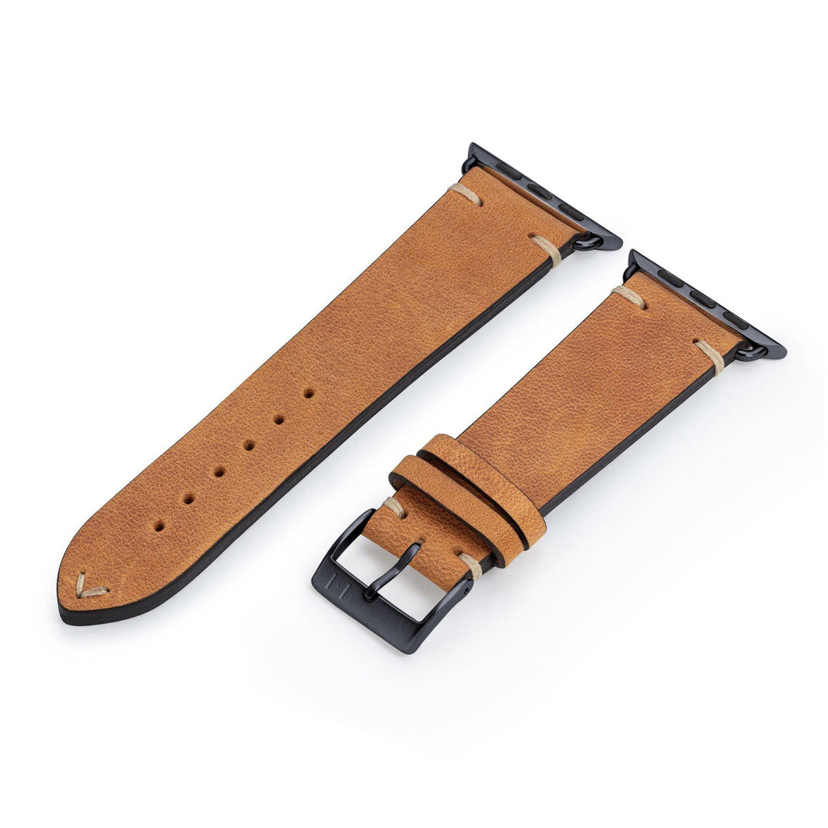 Apple Watch Armband Vintage-Strap &quot;UHLENHORST&quot; (Vegetabiles Vintage Leder) – Cognac