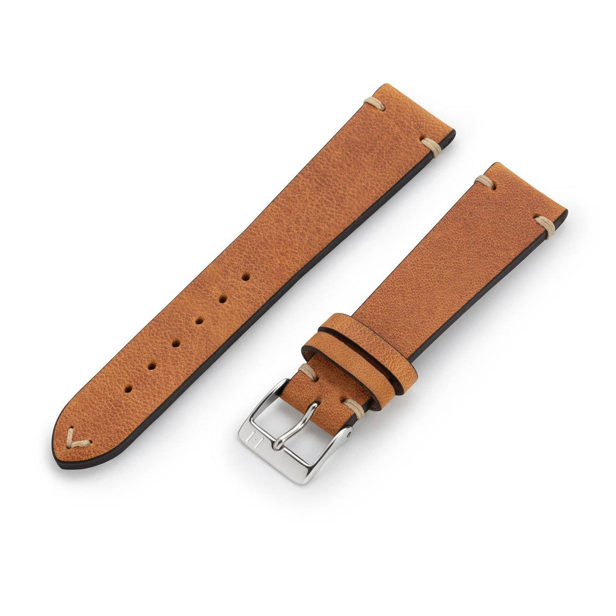 Watch strap &quot;UHLENHORST&quot; (vegetable vintage leather) - silver clasp