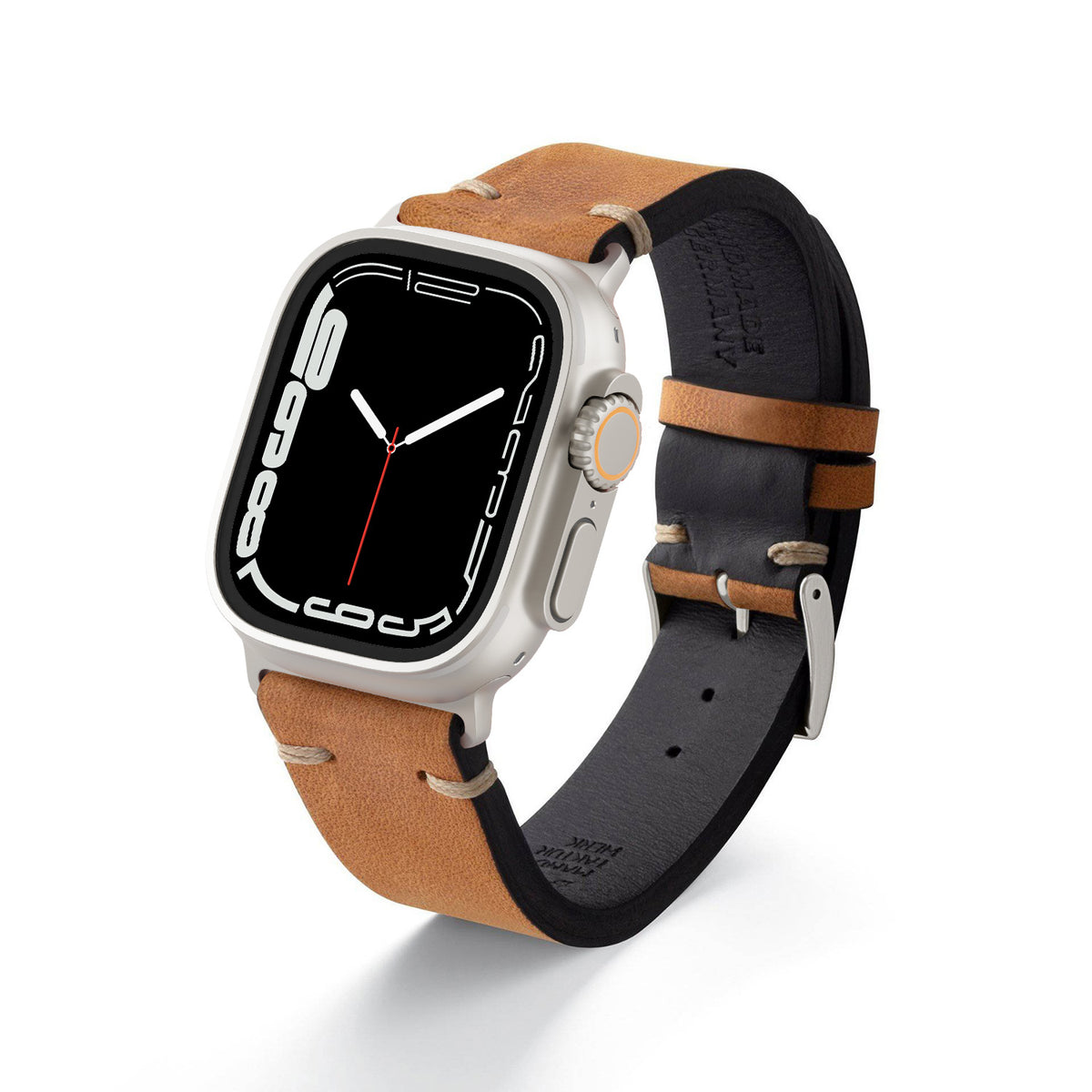 Apple Watch Ultra Armband Vintage-Strap UHLENHORST (Vegetabiles Vintage Leder) – Cognac