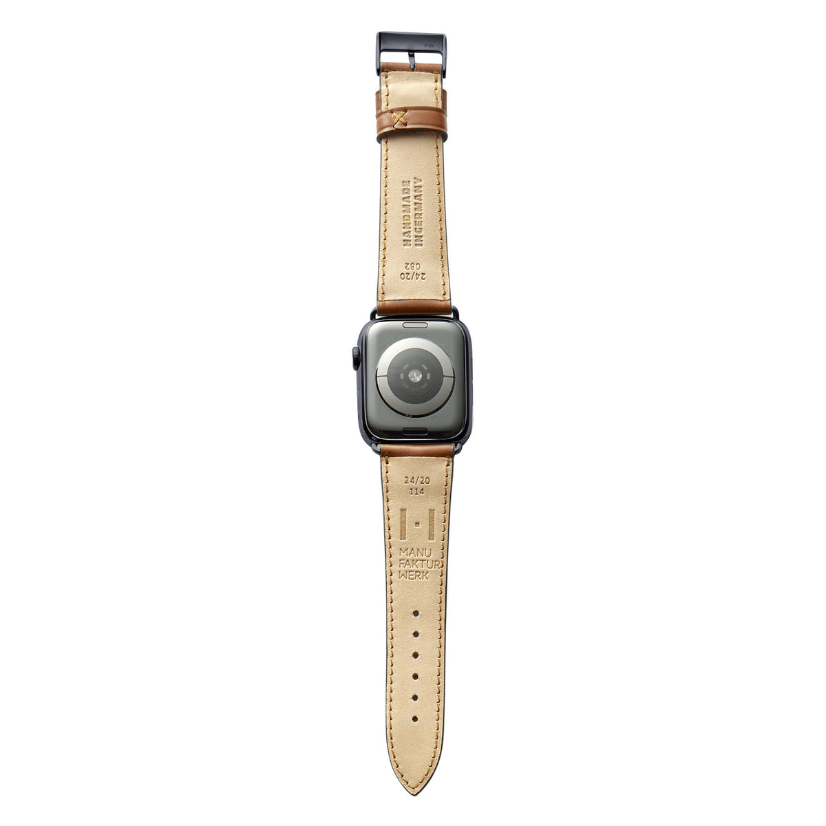 Apple Watch leather strap made of Shell Cordovan &quot;WINTERHUDE&quot; - Cognac