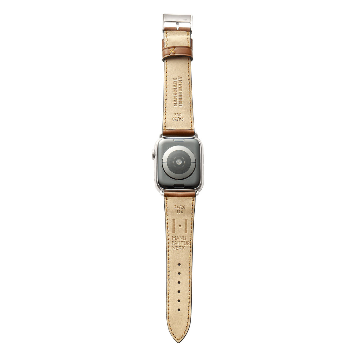 Apple Watch leather strap made of Shell Cordovan &quot;WINTERHUDE&quot; - Cognac