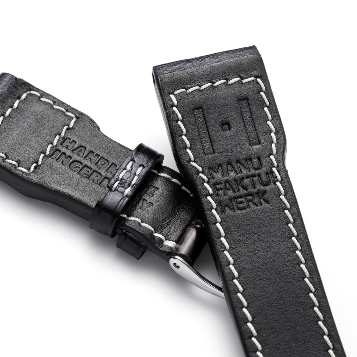 Cinturino in alligatore per orologio da pilota grande - cinturino compatibile per IWC BIG PILOT (cinturino non IWC) - chiusura in argento