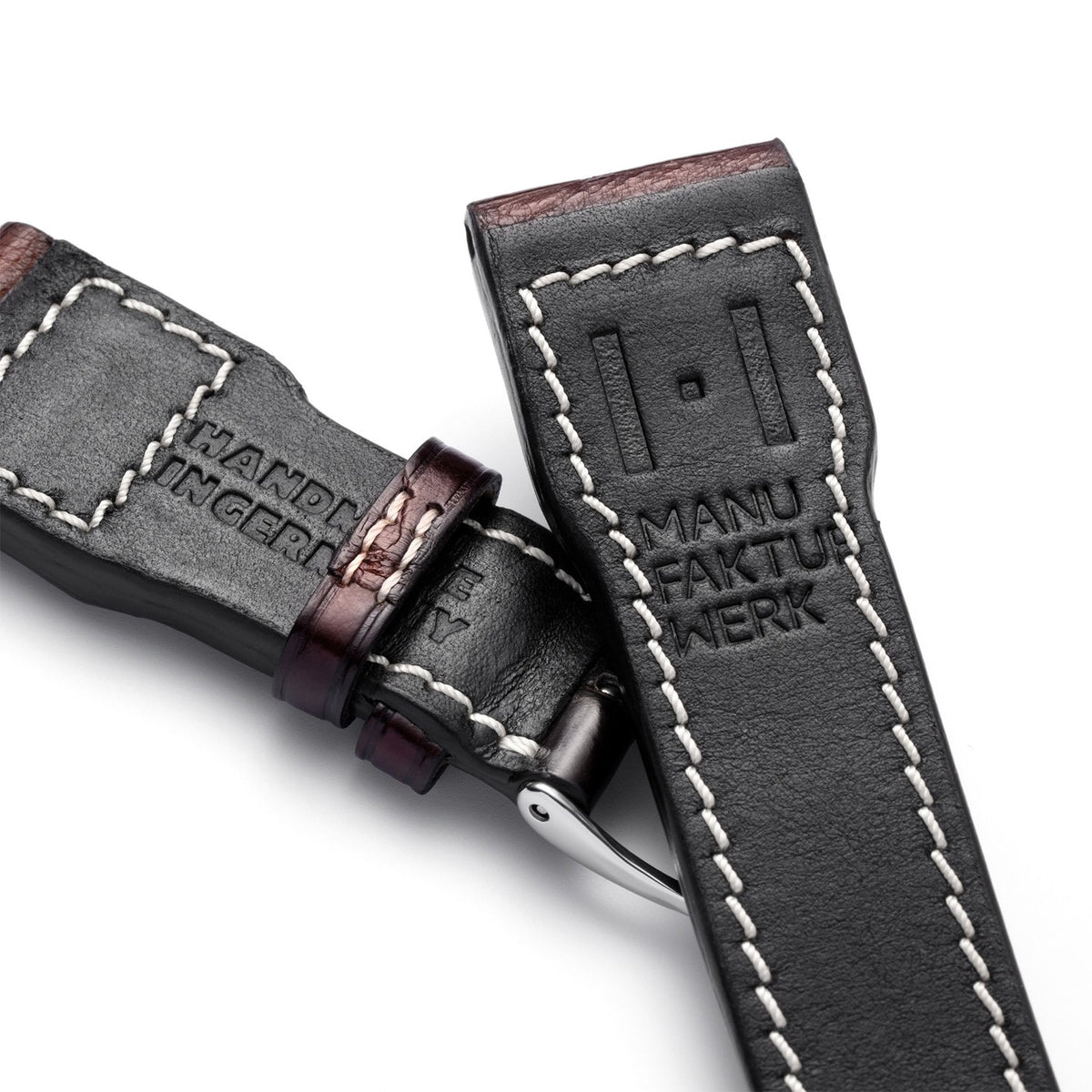 Alligator Uhrenarmband für große Fliegeruhr – kompatibles Armband zur IWC BIG PILOT (Armband nicht von IWC) – silberne Schließe