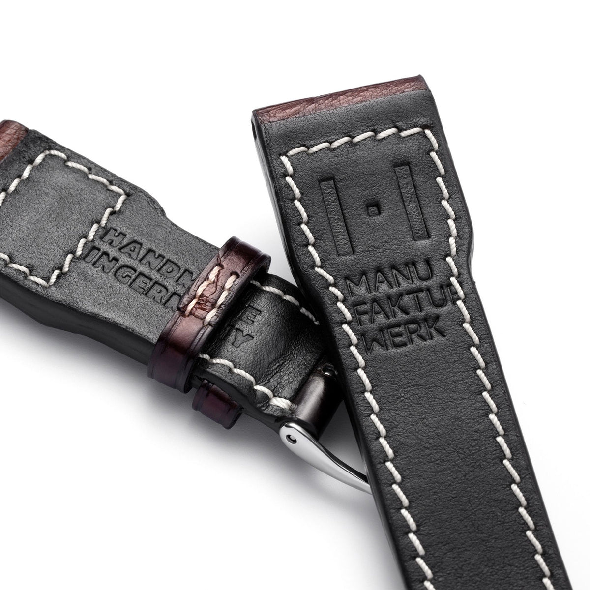 Alligator watch strap for large pilot&#39;s watch - compatible strap for the IWC BIG PILOT (strap not from IWC) - silver clasp