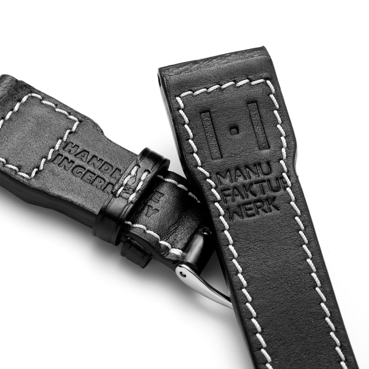 Alligator Uhrenarmband für große Fliegeruhr – kompatibles Armband zur IWC BIG PILOT (Armband nicht von IWC) – silberne Schließe