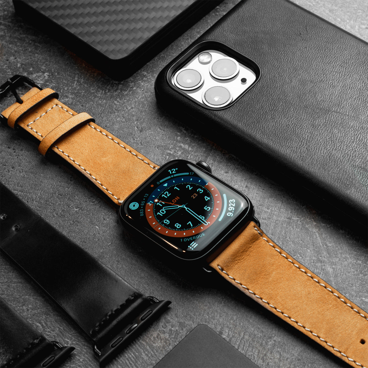 Apple Watch Zacht Leren Bandje &quot;HOHELUFT&quot; - Cognac