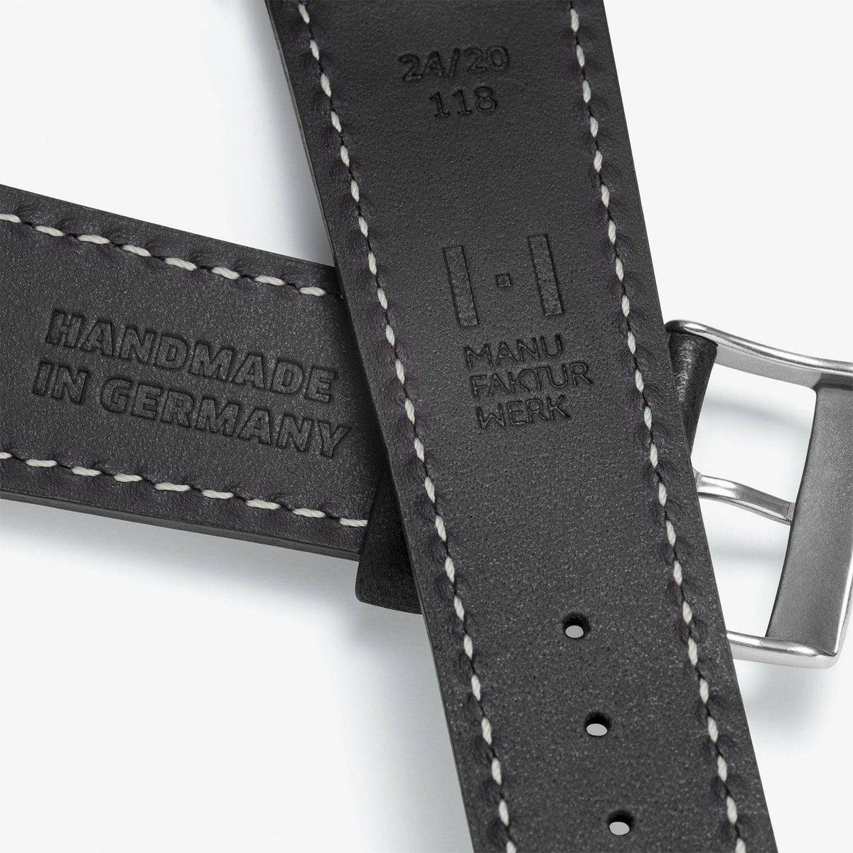 Watch strap &quot;HOHELUFT&quot; (vegetable vintage leather) - silver clasp