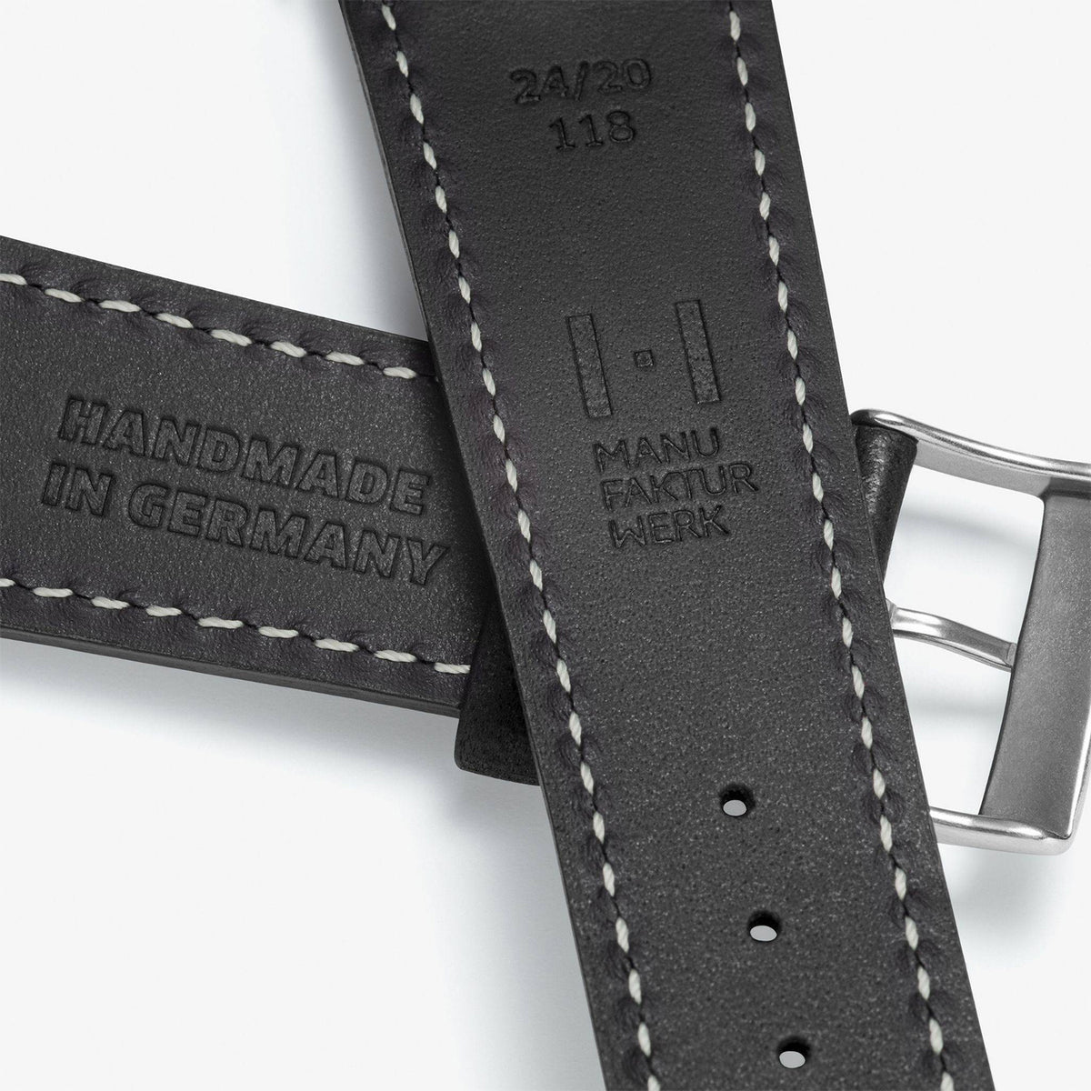 Bracelet montre compatible Tudor Black Bay 41 22 mm &quot;HOHELUFT&quot; (cuir végétal vintage) - fermoir argenté