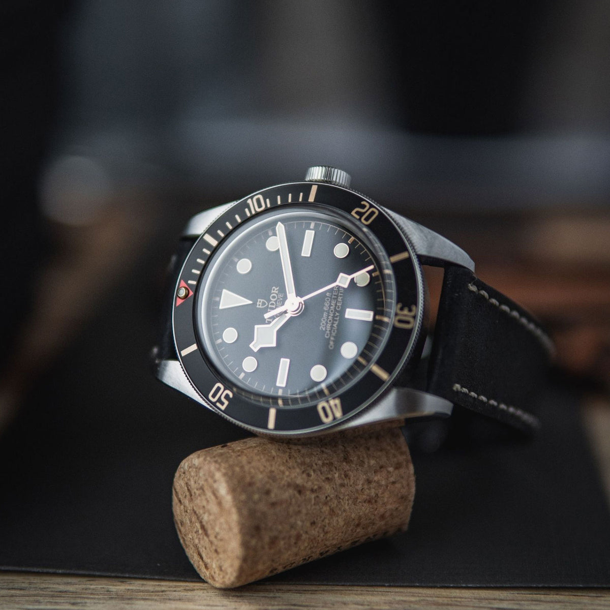 Correa de reloj compatible con Tudor Black Bay 58 20 mm &quot;HOHELUFT&quot; (cuero vegetal vintage) - cierre plateado