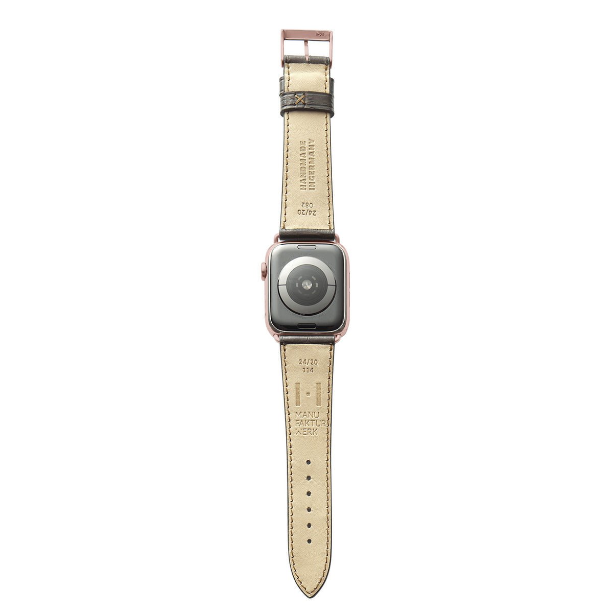 Apple Watch Armband mit Kroko-Prägung &quot;ROTHENBAUM&quot; (Alligatornarbung auf Rindsleder) – Mokka