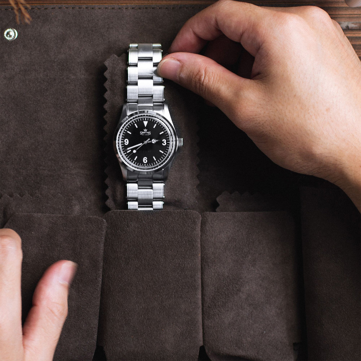 Manufakturwerk Uhren Reise-Etui aus Leder für Armbanduhren