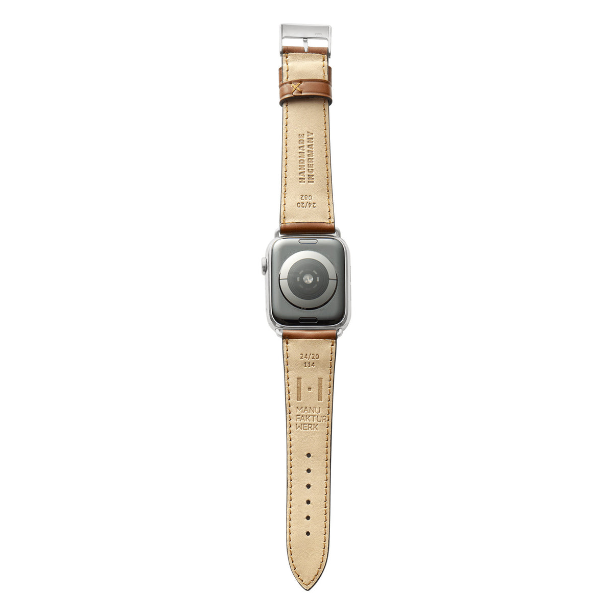 Apple Watch leather strap made of Shell Cordovan &quot;WINTERHUDE&quot; - Cognac